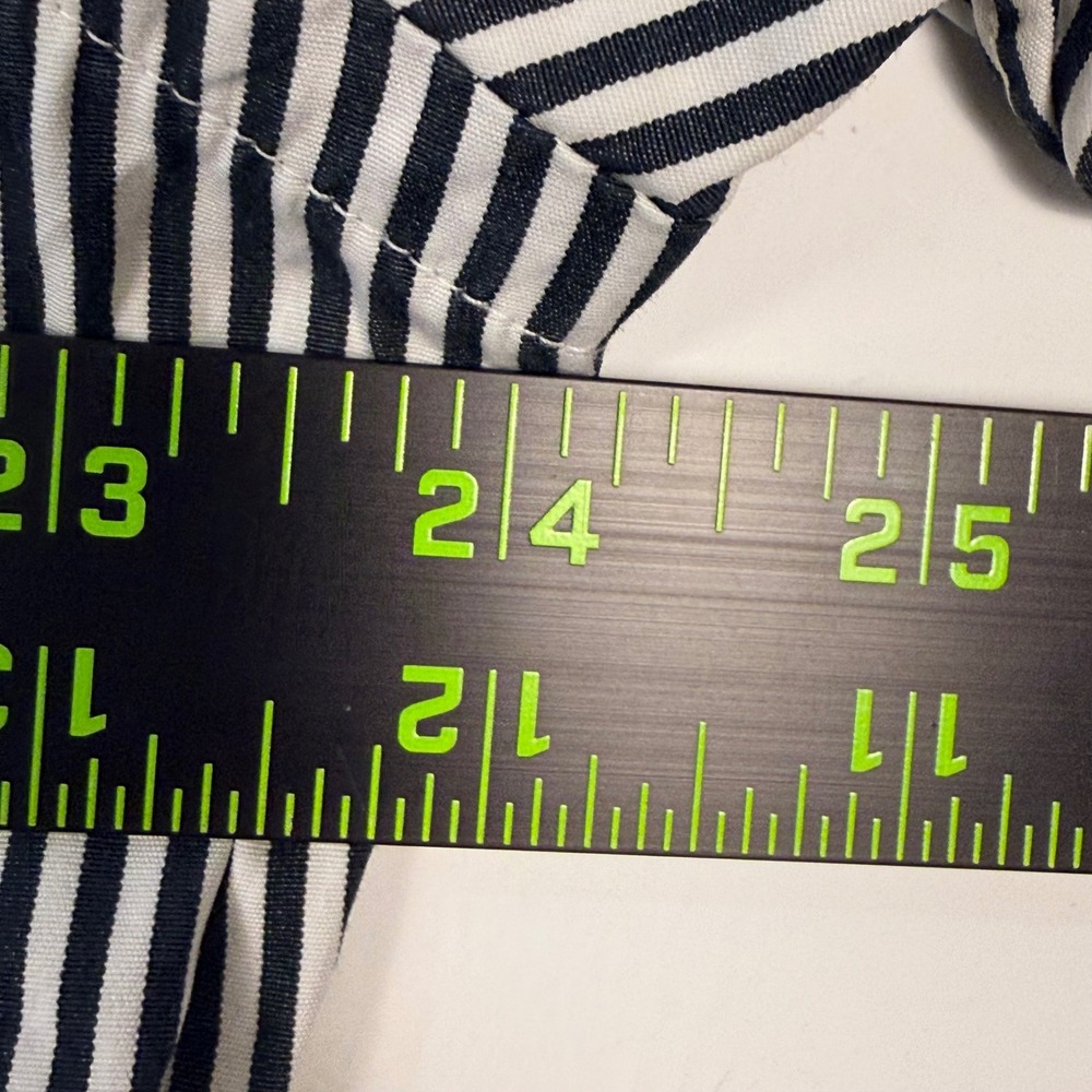 Vintage Ralph Lauren Button Down Shirt Men Large Black White Striped Custom Fit - Picture 10 of 10